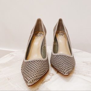 Gray heels with rhinestones